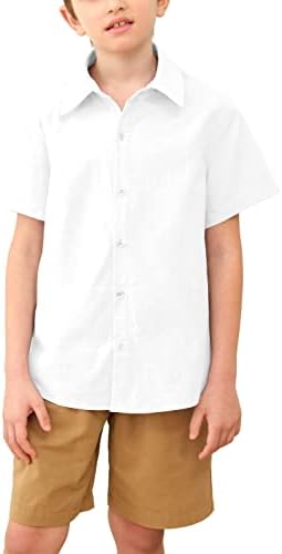 Ризи с копчета За момчета, Класически Летни Тениски С яка и Къс Ръкав, Обикновен Памучен Потник