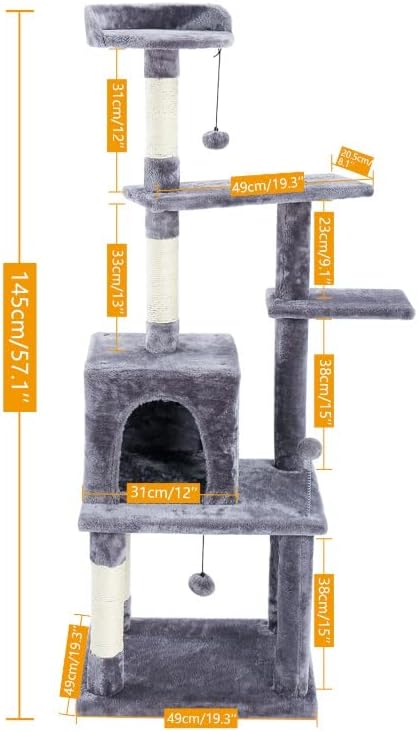 DHDM Голяма Рамка за Катерене, Котки и Многопластова Когтеточка с Устойчиво Сизалевым Покритие Cat Tree Kittern Детска площадка