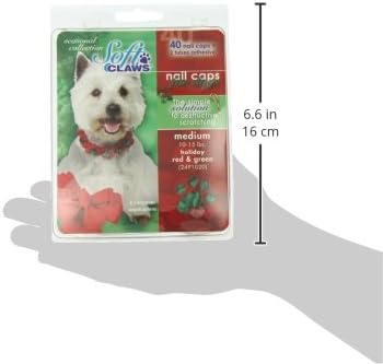 Комплект за нокти с меки нокти за кучета, 40 опаковки, голям, червен и зелен, за празнични цветове