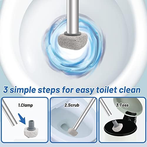 Пемза за почистване на тоалетната чиния с дълга пръчка, за дълбоко почистване -Премахва варовик плака и петна от твърда вода-Четка