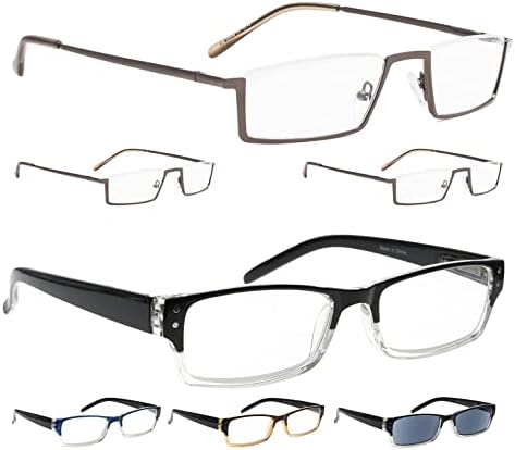 LUR 3 опаковки на метални очила за четене в полукръгла рамка + 4 опаковки класически очила за четене (само 7 двойки ридеров + 2,75)