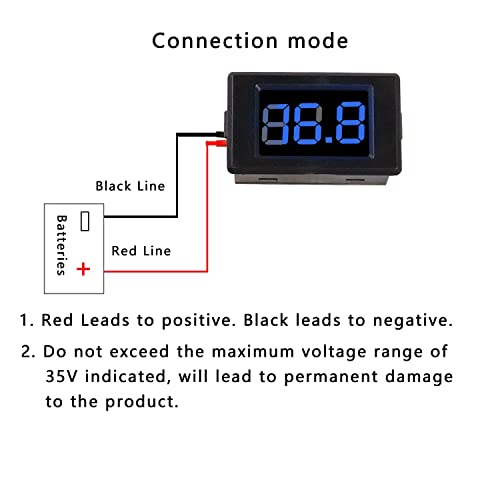 XMSJSIY 3,5-35 В Волтметър за постоянен ток, цифров панел за показване на напрежение и Постоянен ток, Волтметър, Измерване на ток, тестер със сини led дисплей и свързващи ка?