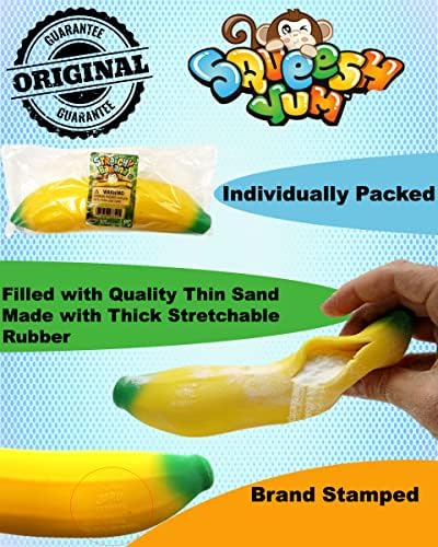 JA-BG Разтеглив играчки-банани (1 банан) Супер мека играчка-непоседа за деца и възрастни. Изпълнен с пясък гумена играчка-Банан. Сензорни играчки за облекчаване на стр?