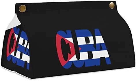 Куба Текст с Флага от Изкуствена Кожа Кутия За Салфетки Притежателя Хартиени Кърпи Чанта За Съхранение на Офис у Дома си Спални