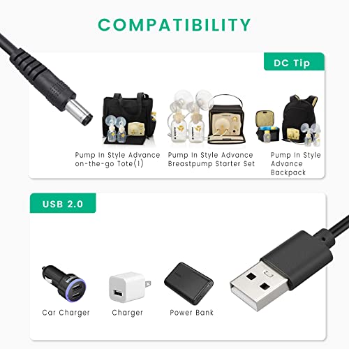 Захранващ кабел 9 В, Съвместим с Молокоотсосом Medela Pump in Style Advanced, кабела на зарядното устройство, USB-адаптер за постоянен ток