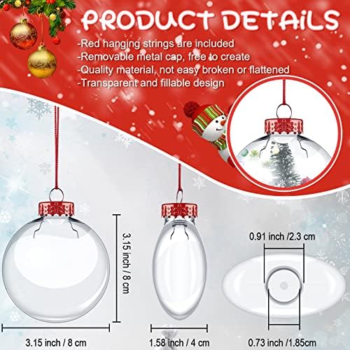 Прозрачен Коледен Пластмасова Топка с Орнаменти, Прозрачна Заполняемая Сфера, Украса за електрически Крушки с Въже и Подвижна Метална