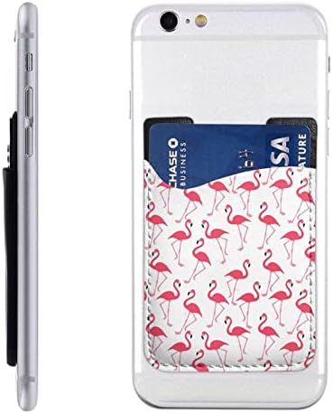 Розов Калъф за мобилен телефон с шарките на фламинго, Държач за карти, Самоклеящийся калъф за кредитни карти от изкуствена кожа ID за задния