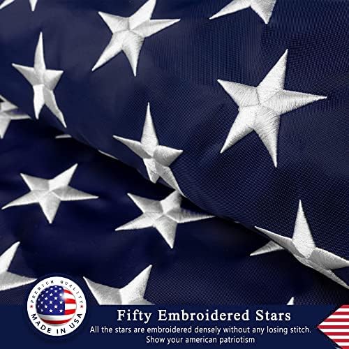 Американски флаг с размери 4x6 метра за улица, флаг на САЩ Луксозен, дълготраен, от ултра силна 420D найлон, с бродирани Звездите, нашитыми ивици, месингови люверсами, н?