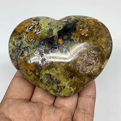 265 г, 2,7 x 3,4 x 1,4, Естествен Необработен Скъпоценен Камък във формата на Сърце от Океана Яспис, Океанска кръгла Яспис, Ръчна