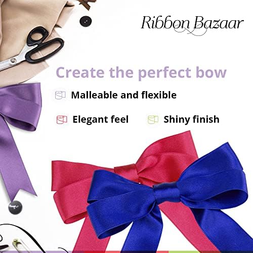 Ribbon Bazaar Луксозна Двустранен Сатен лента с гланц премиум клас- Висококачествен сатен лента клас Апартамент за опаковане на подаръци,