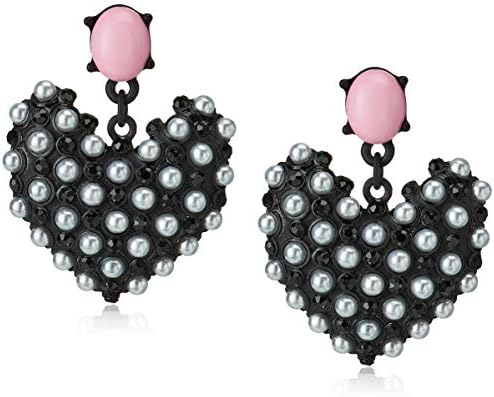 Обеци-капки Betsey Johnson с Изкуствени Перли във формата на Сърце
