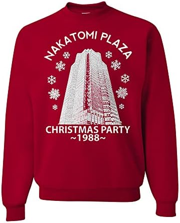 дива облекло по поръчка, Грозна Коледен Пуловер Nakatomi Plaza за Коледно парти 1988, Класически Мъжки Кръгъл Отвор