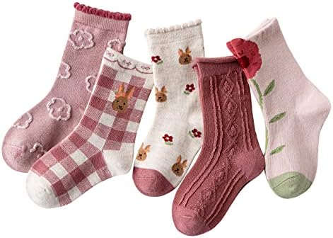 Детски Чорапи KOCOTREE От Мек Удобен Памук, За Бебета, За по-Големите Момчета и Момичета, Сладки Чорапи за екипажа, 5 опаковки