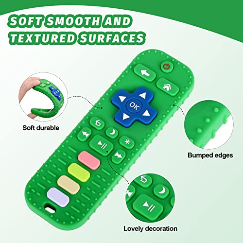 Fu Магазин 1 Опаковка Зелени Силиконови Играчки за никнене на млечни зъби за бебета с дистанционно управление, Форма на Прорезывателей за