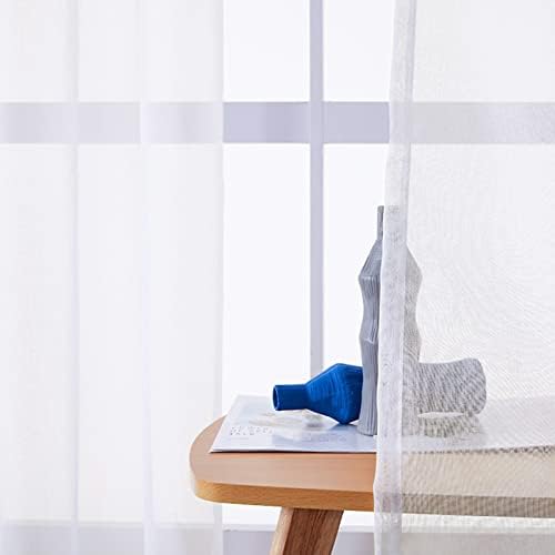 Daesar Прозрачни Пердета за Спалня 2 Панела, Вуалевые Завеси с Проушинами Полиестер Бял Плътен Цвят Обработка на прозорци Хол 52 W x 63Д