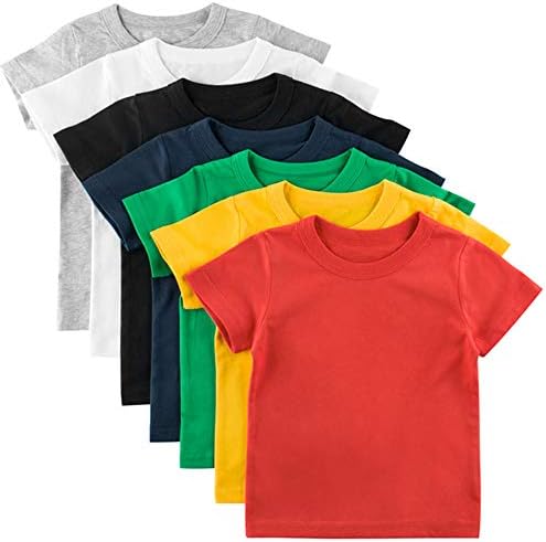 PTPUKE/ Бебешки Тениски с кръгло деколте, Памучни Обикновена Тениска с къси ръкави За Момчета И Момичета, Комфортна Мека Тениска