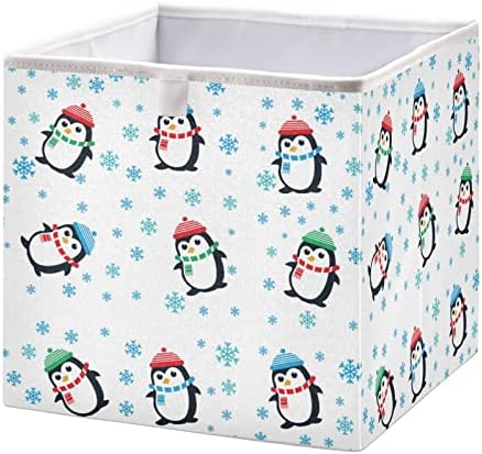 CaTaKu Забавни и Сладки Пингвини Кубчета Кутии За Съхранение на 11 инча Сгъваем Текстилен Гардероб Кошница За Съхранение на Рафтове Органайзер