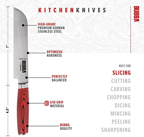 BUBBA Кухня Series 7 Нож Santoku - универсален кухненски нож за приготвяне на храни, зеленчуци, риба или месо, с острие от