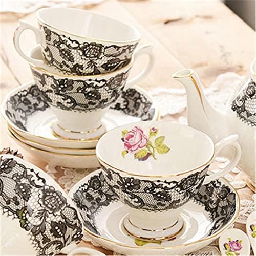 чай с черна завързана модел, Реколта керамични чашата за кафе, чайника, съдове за следобеден чай във формата на кула (Цвят: A,
