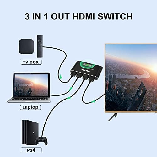 Сплитер 4K, HDMI с дистанционно управление, Разпределителните скоростна ORIKLON 3 в 1, Алуминиев 3-портов превключвател, HDMI, поддръжка на 4K @ 30Hz HD 1080P 3D за кабелни кутии Fire Stick