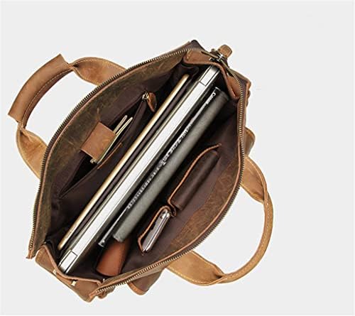 MMLLZEL Чанти за Мъже, Кожена Мъжка чанта за лаптоп 14 инча, Портфейл, Кожена чанта-месинджър за мъже (Цвят: кафяв Размер: един размер)