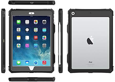 Водоустойчив калъф за iPad 10.2 инча 7/8th, устойчив на удари Водоустойчив калъф с държач за моливи и вградена защитно фолио за дисплея, с пълен размер калъф за iPad 7th 2019 и iPa