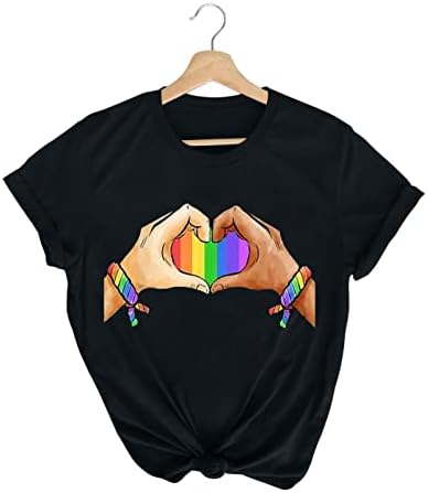 Черни Подарък Върхове за Дамите, Мъжки Блузи с Къс Ръкав, Преливащи Писмо, Любовник във формата на Сърце, Графични Забавни