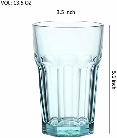 Стъклени Чаши, ръчно выдувки, цветни чаши за вода с мехурчета, 8,5 унции, комплект от 4 цвята и двойни старомодни чаши, Стъклена чаша