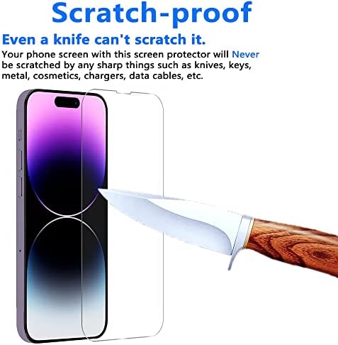 Защитно фолио AROSKY Pack 3 за iPhone 14 Pro, Защитен слой от закалено стъкло със защита от надраскване и пръстови отпечатъци за iPhone 14 Pro, с лесно инсталирана рамка, без мехурчет