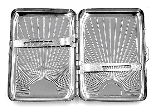 Класически Сребрист Металик С Двустранно дизайн King Cigarette Case Ray Design - с една 100-те
