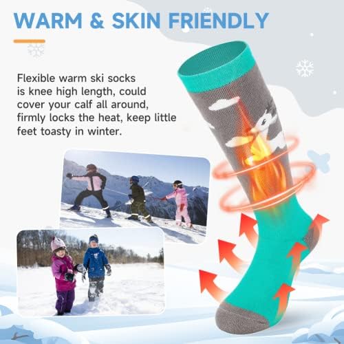 Детски ски Чорапи findway, 2 Чифта/3 Чифта Топли Памучни Чорапи за Сноуборд за Момичета и Момчета за Каране на ски в Студено време на открито