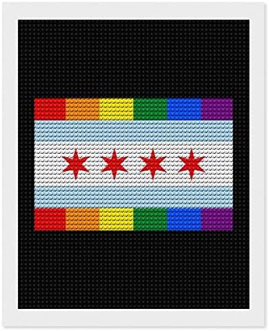 Флаг Гордост Чикаго по Поръчка на Комплекти За Диамант Живопис, Художествена Картина на Номера за Декорация на Стените у Дома 16 x 20