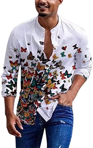 Тениски за мъже, Есенно-зимна однобортная Ежедневни Риза от памук с принтом и дълъг ръкав и яка-часова