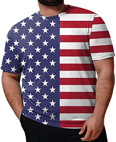RUIRUILICO Патриотични Тениски за Мъже с Флага на Америка Летни Ежедневни Блузи с Къс Ръкав Свободно Намаляване Блуза с Графични