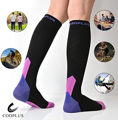 Компресия чорапи COOPLUS за Жени И Мъже, които Поддържат Циркулацията на Кръвта 20-30 мм hg.ст., Чорапогащи до Коляното за медицински