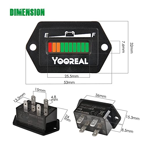 Yooreal 36V Измерител на Оловно-киселинен на зареждане на батерията Индикатор за батерията употреба, Подходящ е за количка за голф, Подвижните