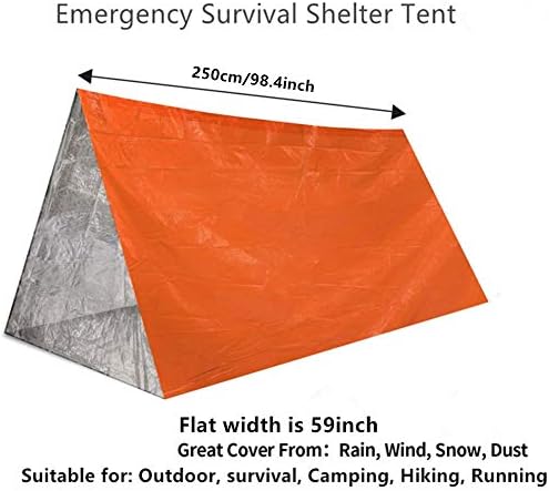 Спешна Термална Палатка, Компактен, Лесен Всепогодная Палатка от Mylar 59 x 98,4 За Оцеляването на 2 Човека, Тръбна Палатка-Подслон