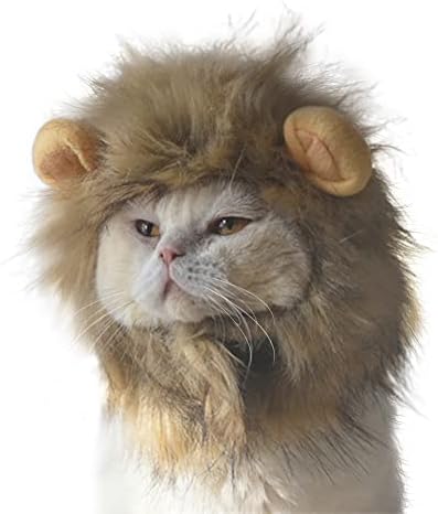 PEDOMUS Пет Костюм за Хелоуин Котка Преобладаващата Шапка Прическа е Малко Куче на Лъвския Костюм, Шапка с Грива на Лъв за Котки, Кафяв