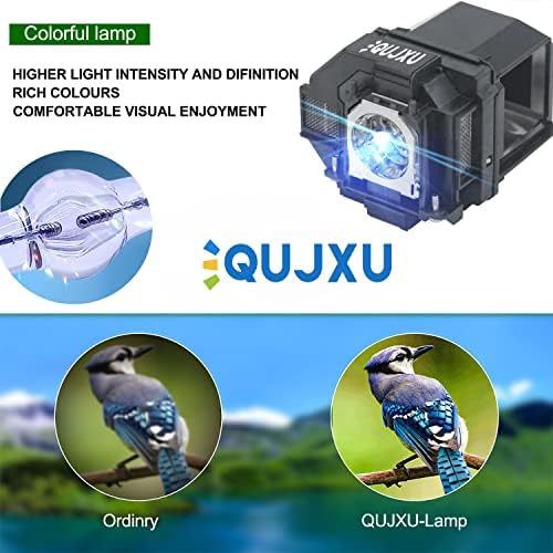 QUJXU ELPLP96 Замяна Лампа на проектора за Epson V13H010L96 Powerlite Home Cinema2150 1060 2100 660 760HD VS250 VS355 EX5260 VS350 EB-S41