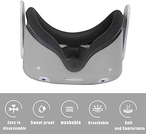 Силиконов защитен калъф за лице TATACO Oculus Quest 2 VR Shell - защита от пот, нескользящий, моющийся, защита от надраскване, прах и удари (сив)