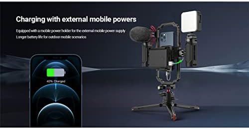 Универсален телефон WIONC, Комплект оборудването за статив, подходящ за корпуса с led крушки за външни микрофон с 2 дръжки (Цвят: