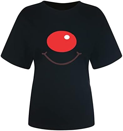 Летни Потници за Жени, Скъпа Забавна Тениска с изображение на Червен Нос, Ежедневни Реколта Тениска с Къс Ръкав, Модни