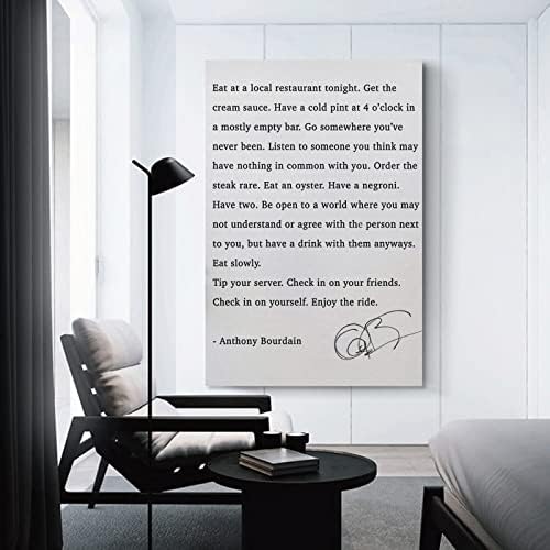 БЛАДУГ Антъни Бурден Яде в Местен ресторант тази вечер Плакат с Цитати Платно Картина Стенен Художествен Плакат за Спалня