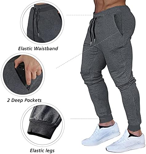 BUXKR Мъжки плътно Прилепнали Спортни Панталони за Джогинг за Фитнес, Джогинг и Културизъм, Спортни Панталони с Дълбоки джобове