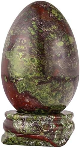 Набор от mookaitedecor - 2 предмет: Кристалното яйце от Яспис Драконьей Кръв с Каменна Поставка и Чифт камъни, за Дланите