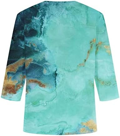 Горната Риза за Жени Лято Есен 2023, през Цялата Деколте с 3/4 ръкав, Деколте Лодка, Графична Блуза-Капри Копчета за Късна
