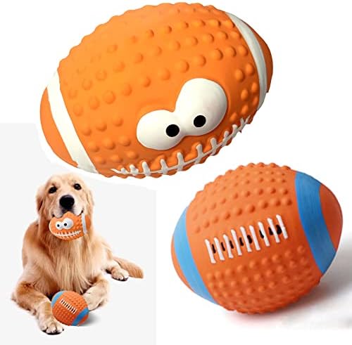YIFONJ 2 бр., кучешки латексный вокален играчка топка, писклив латексный играчка топка за кучета, естествен латекс, здрав, мек, гъвкав