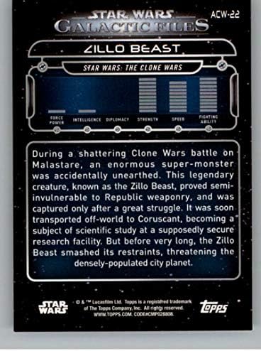 2018 Topps Star Wars Galactic Files Синьо #ACW-22 Zillo Beast Официалната Неспортивная Търговска картичка в NM или по-добро състояние