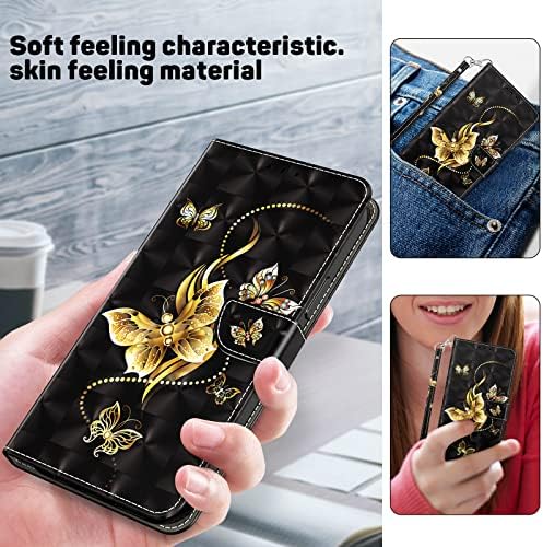 LEMAXELERS Samsung S23 + Плюс Чанта-портфейл 3D Творчески Стилен Калъф Слот за кредитни карти с поставка от изкуствена кожа устойчив на