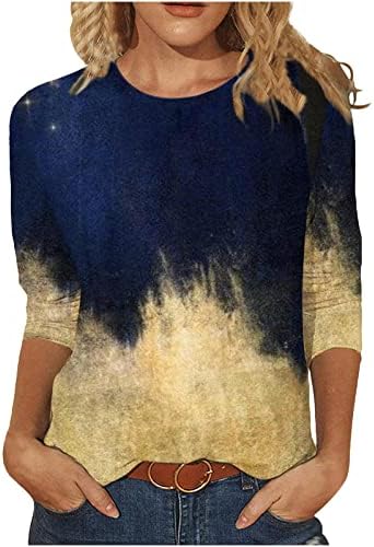 CFLVAEK Риза с 3/4 ръкави за Жени, Модни, Стилни Блузи, Тениски, Елегантни и Удобни Блузи, Ежедневни Тениски с кръгло деколте